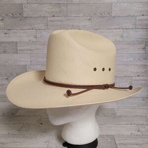 Men’s Vintage Vinylcote by Resistol 4X Shantung Panama Straw Cowboy Hat Size 7
